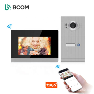 Bcom ip tuya 2 monitor indoor outdoor interphone mulit apartment touchscreen ip poe video intercom system